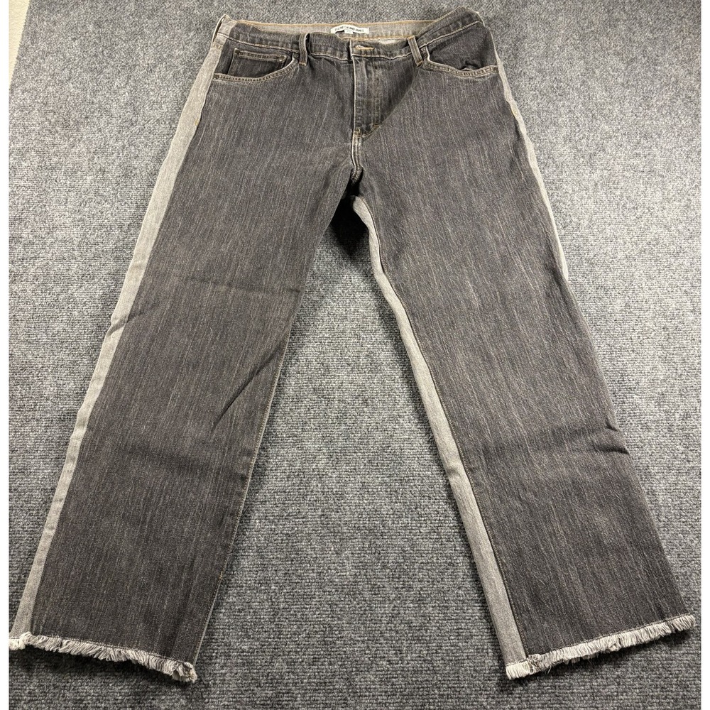 Elizabeth and James Jeans Womens 31 Grey Two Tone Raw Hem Straight Leg 318DP1158